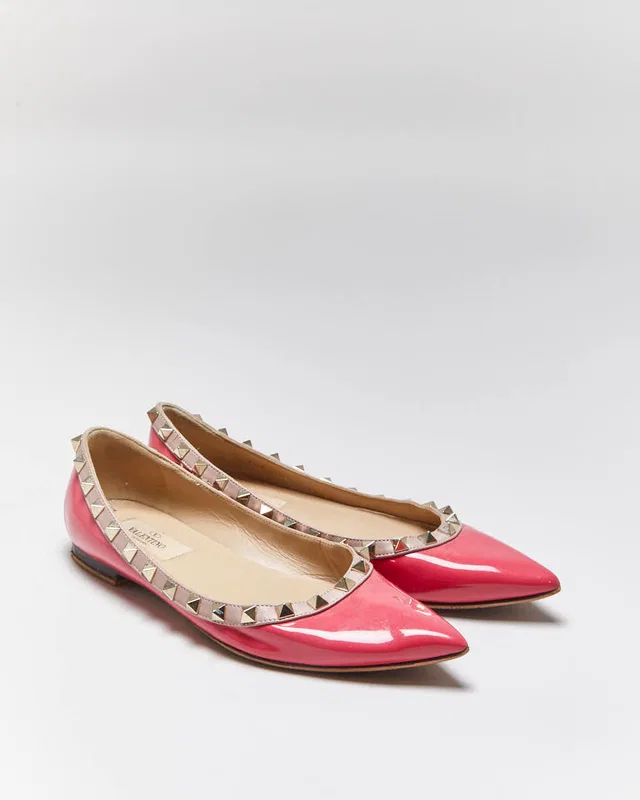 Vintage 00s Valentino Rockstud Ballet Flats - UK3.5 from Rokit Vintage