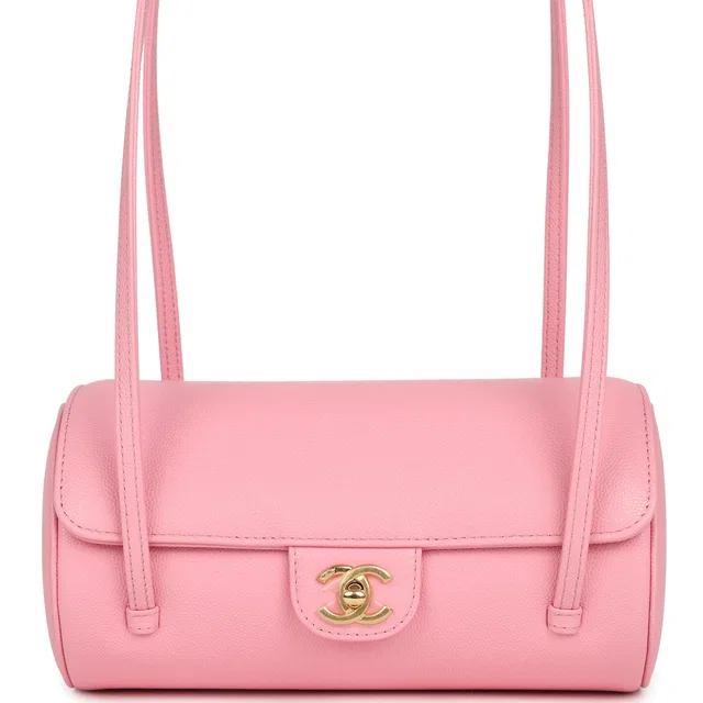 Chanel Preppy Coco Bowling Bag Pink Shiny Caviar Brushed Gold Hardware in Pink Caviar leather from Madison Avenue Couture