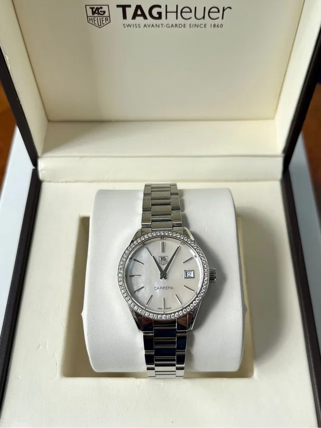 TAG Heuer “Carrera” W/ White Mother Of Pearl Dial & Diamond Bezel *Needs Battery in silver|gray|white from Poshmark