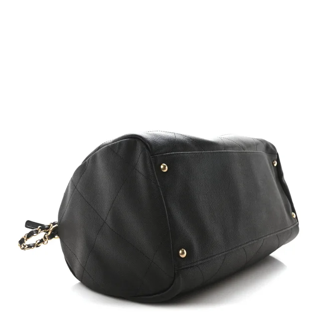 Chanel Grained Calfskin Lambskin Quilted Large Bowling Bag Black in Black Caviar leather from FASHIONPHILE, photo 4 of 10