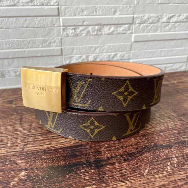 Louis Vuitton Monogram Ceinture Belt Gold in Gold Leather from The Reluxe