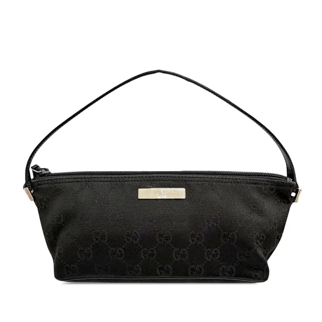 Black Gucci GG Canvas Boat Shoulder Bag in Black Canvas from Designer Revival