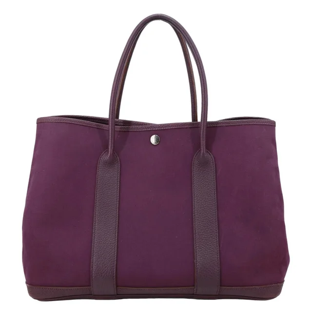 Hermès Garden Party 36 Canvas Negonda Leather Tote Bag Purple in Purple Canvas from Dallas Designer Handbags