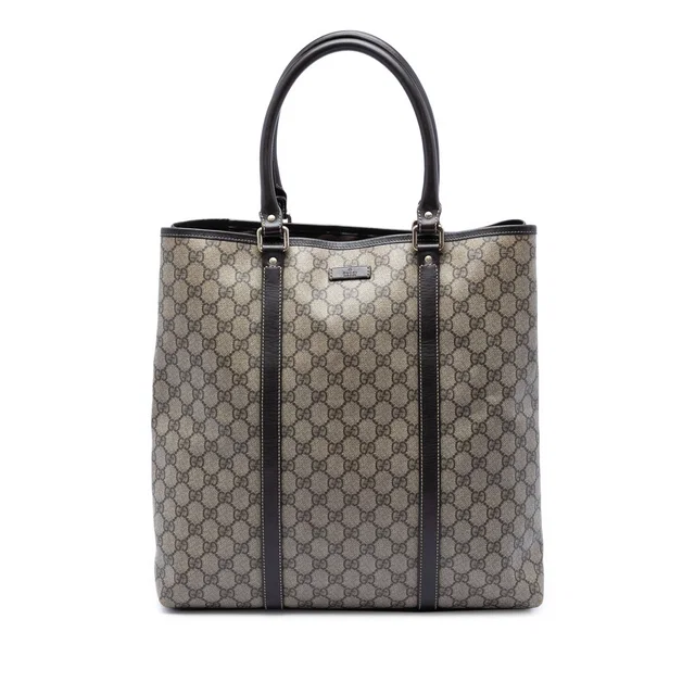 Beige Gucci GG Supreme Joy Vertical Tote in Beige Coated canvas from Designer Revival