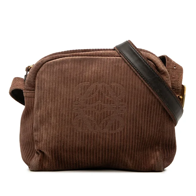 Brown LOEWE Corduroy Anagram Shoulder Bag in Brown from Designer Revival
