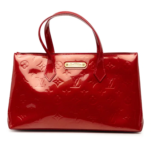 Red Louis Vuitton Monogram Vernis Wilshire PM Handbag in Red Leather from Designer Revival
