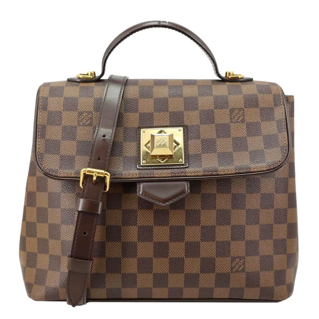 Louis Vuitton Bergamo MM Damier Ebene Shoulder Bag Brown in Brown Canvas from Dallas Designer Handbags
