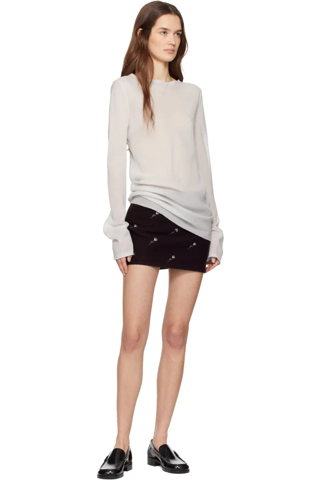 Rier Gray Wool Gauze Blouse, photo 4 of 4 from SSENSE
