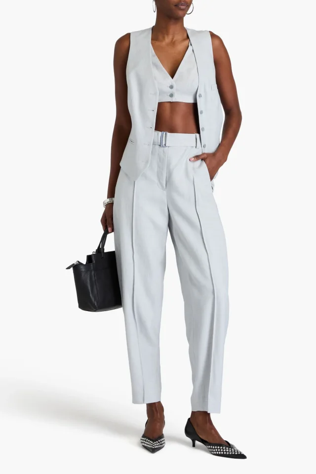 3.1 Phillip Lim Woven Tapered Trousers with Belt, photo 2 of 4 from THE OUTNET