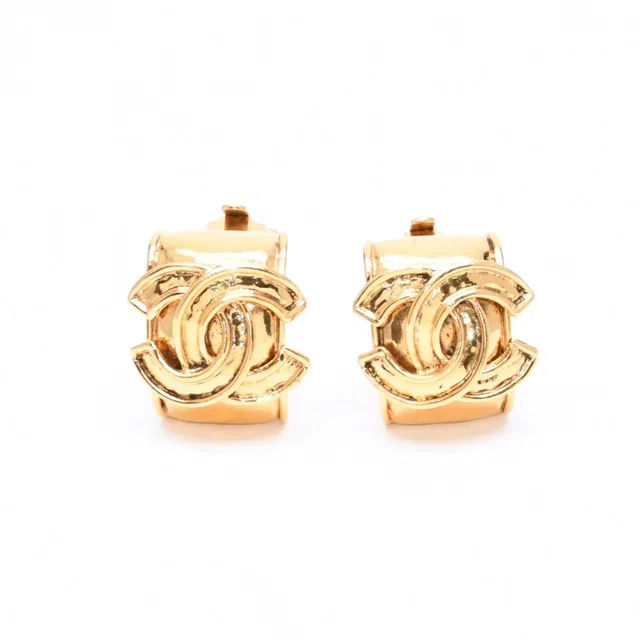 Chanel 94P Earrings CC Logo Gold Stamp in Gold from The Reluxe