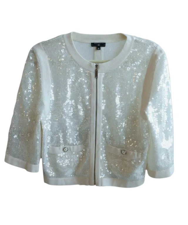 Chanel 22S Sequin Cardigan – Size 36 in Leather from Luxury Promise