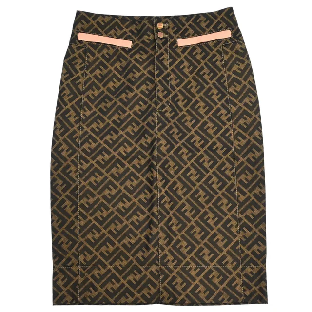 Fendi Zucca Skirt Brown #40 in Brown from AMORE Vintage Tokyo