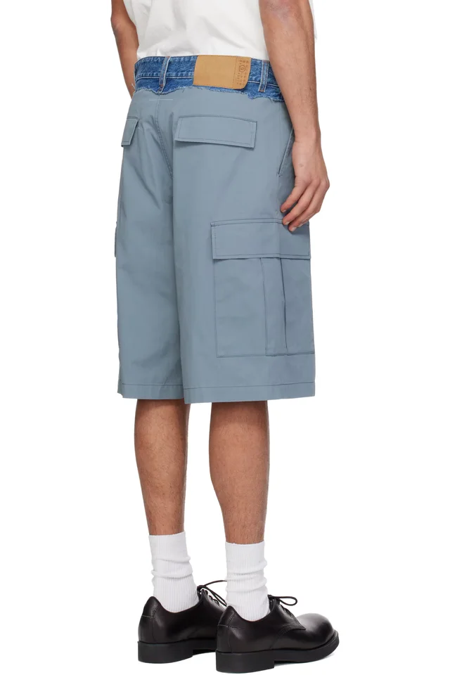 MM6 Maison Margiela Gray Denim Waistband Cargo Shorts, photo 3 of 4 from SSENSE