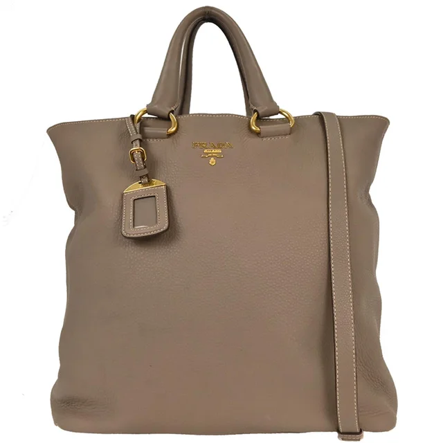 Prada Brown Leather Tote 2way Shoulder Handbag in Brown Leather from AMORE Vintage Tokyo