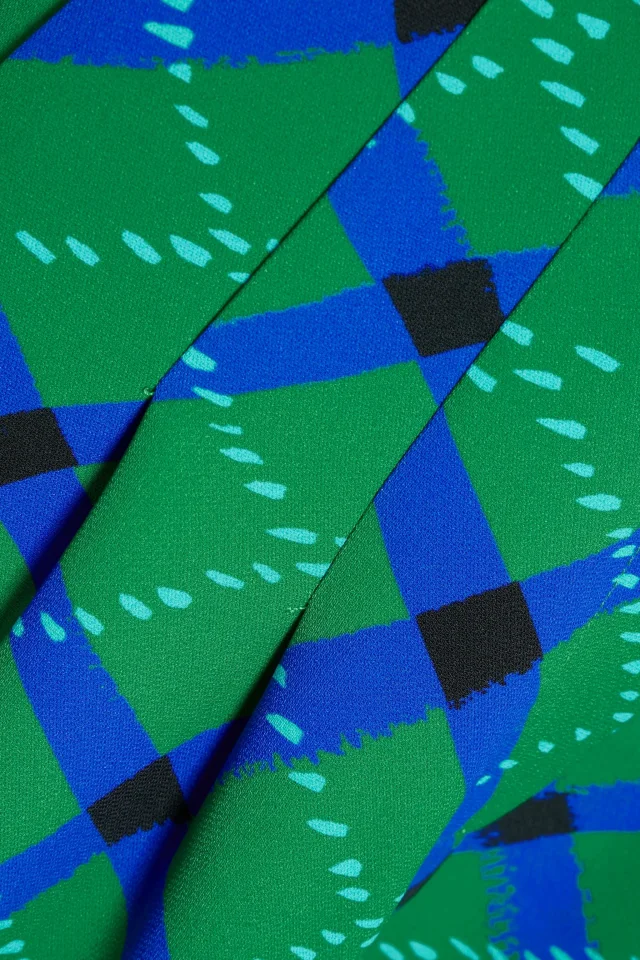 Simon Miller Bloo Pleated Checked Crepe Wide-Leg Pants in Green, photo 4 of 4 from THE OUTNET
