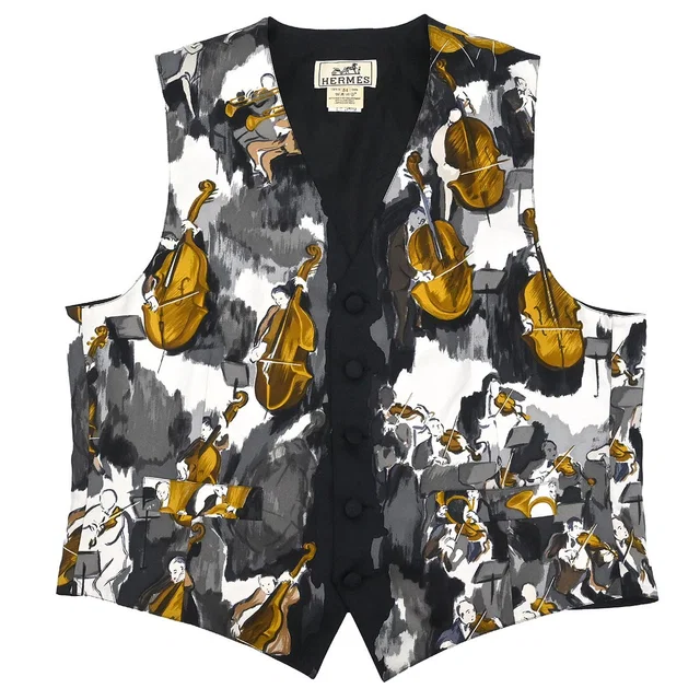 Hermès 1980s CONCERTO Vest #54 in Silk from AMORE Vintage Tokyo