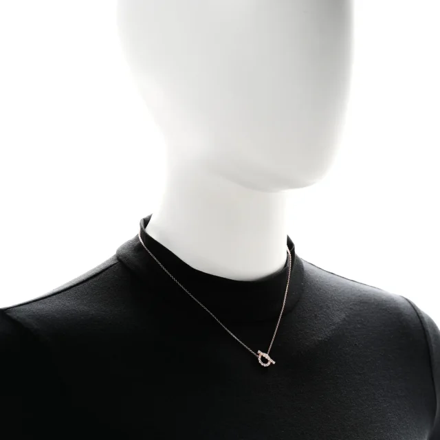 Hermès 18K Rose Gold Diamond Finesse Pendant Necklace in Pink from FASHIONPHILE, photo 2 of 6