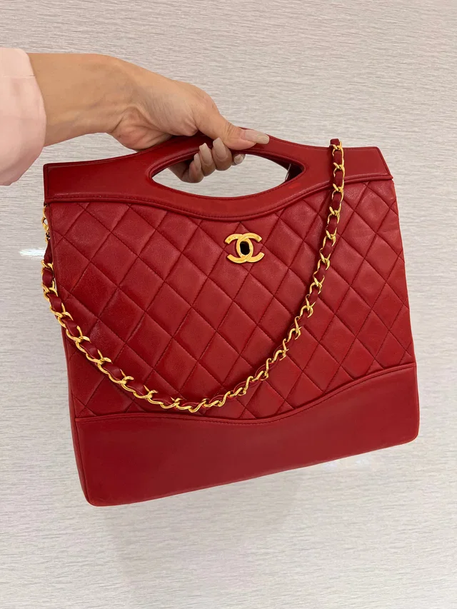 Chanel Vintage 31 Tote Red Lambskin GHW #1019405 in Red Lambskin from Luxury Promise