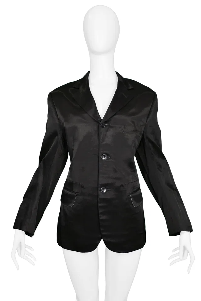 Comme des Garçons Classic Black Satin Blazer in Black Satin from Resurrection Vintage