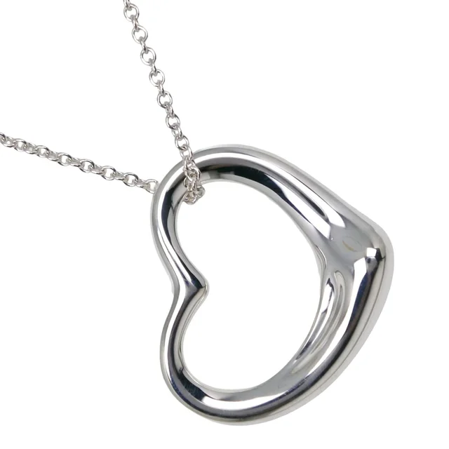 Tiffany & Co. Open Heart Large Elsa Peretti 925 Sterling Silver Necklace in Silver from The Reluxe