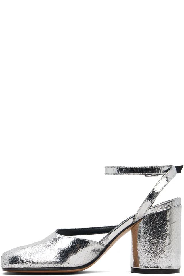 Maison Margiela Silver Tabi Pump Heels, photo 3 of 5 from SSENSE
