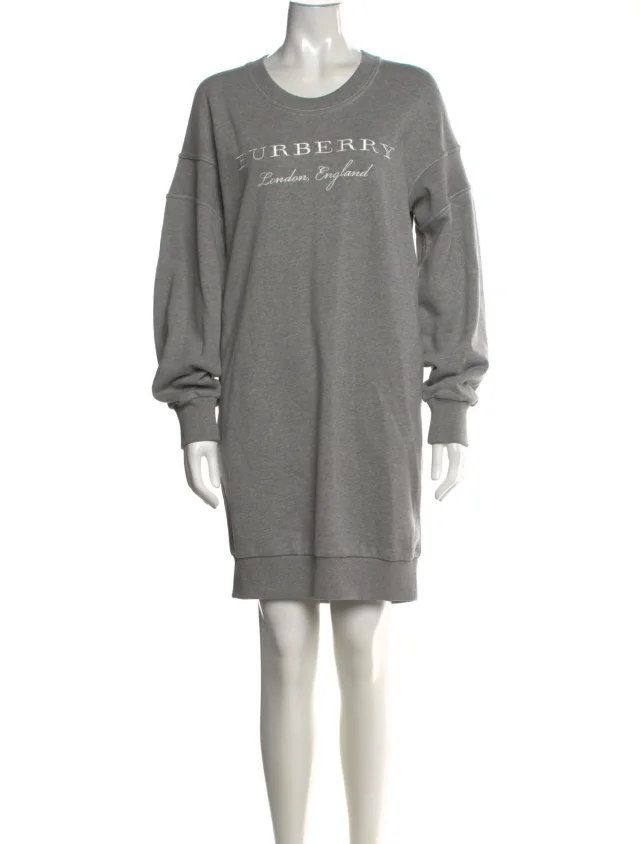 Burberry Graphic Print Knee-Length Dress in gray from The RealReal