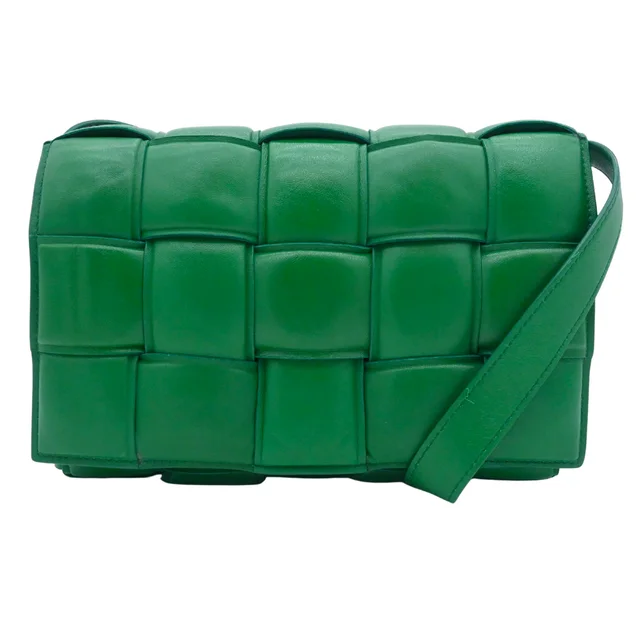 Bottega Veneta Green Padded Cassette Leather Crossbody Bag in Green Leather from Clotheshorse Anonymous