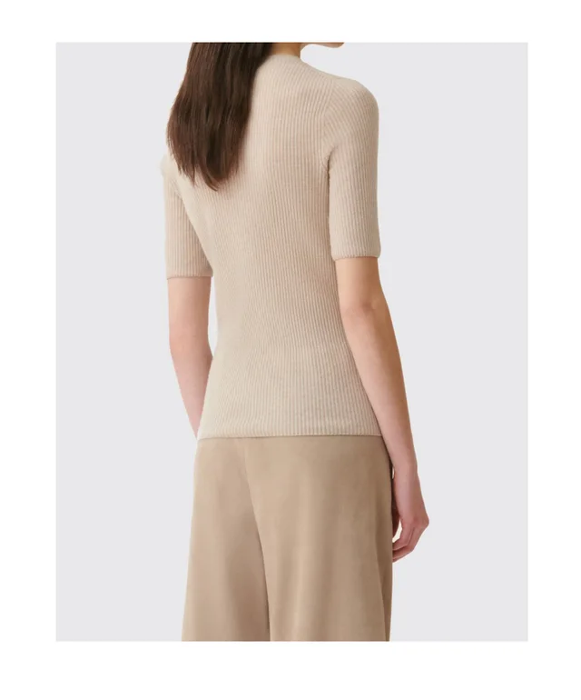 Fabiana Filippi Ribbed knit T-shirt in Virgin wool 75%,Silk 15%,Cashmere 10% Details: Unclosed (pullover) Description: This short-sleeved knit top features a simple crew neck…, photo 2 of 3 from SENSER
