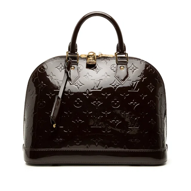 Purple Louis Vuitton Monogram Vernis Alma PM Handbag in Purple Leather from Designer Revival