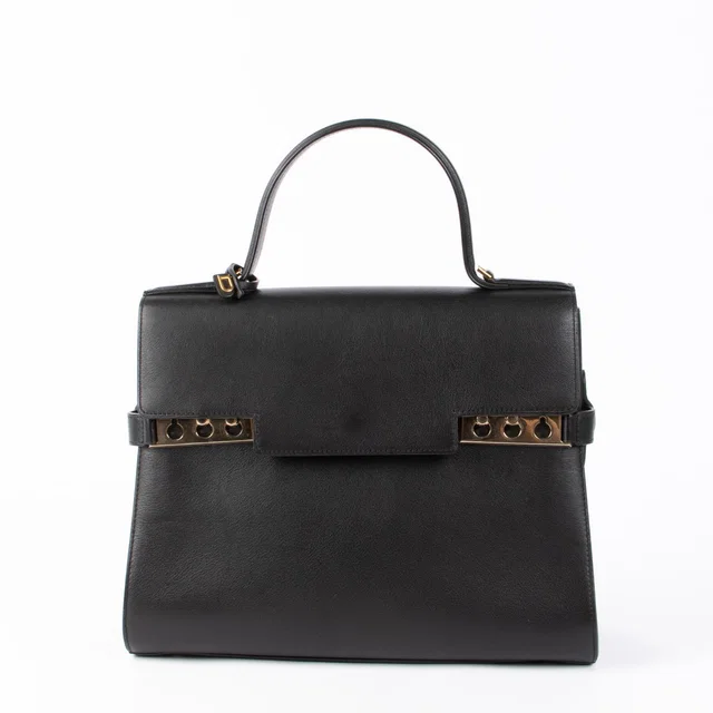 Delvaux Black Calf Souple GM Tempête Top Handle Bag in Black Calfskin from Labellov