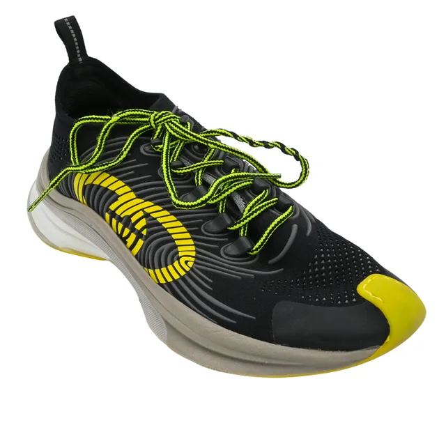 Gucci Black Yellow Run Knit Sneakers in Black from Clotheshorse Anonymous
