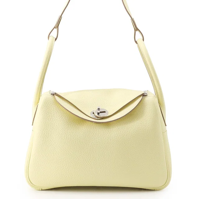 Hermès Lindy Jaune Milton Taurillon Clemence Size 26 in Yellow Clemence leather from GALLERY RARE