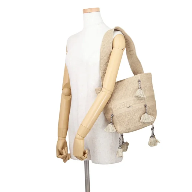 Dior D-BUBBLE Tassel Bucket Bag Beige Canvas in Beige Canvas from GALLERY RARE, photo 4 of 9