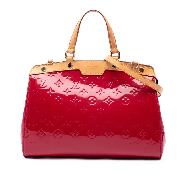Red Louis Vuitton Monogram Vernis Brea MM Satchel in Red Leather from Designer Revival
