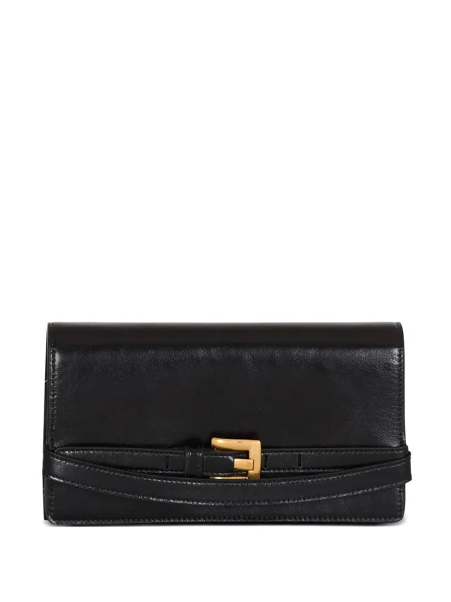 Balmain Gold-Tone Hardware Calfskin Wallet — Black in Black Calfskin from HEWI