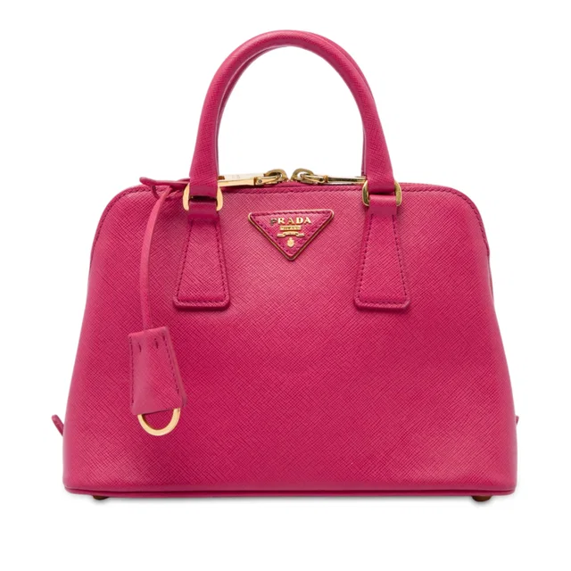 Pink Prada Small Saffiano Lux Promenade Satchel in Pink Saffiano leather from Designer Revival