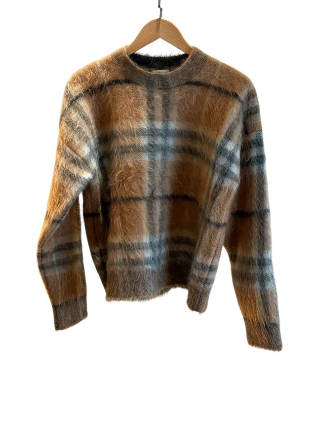 Burberry Crew Neck Mohair Blend Pullover Check Design Size M from Luxury Promise