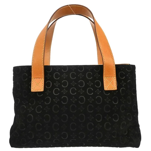 Celine Black Suede C Macadam Tote Handbag in Black Suede from AMORE Vintage Tokyo