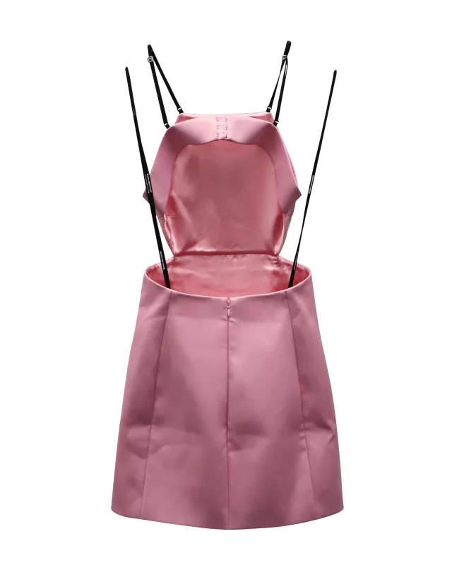 alexanderwang Alexander Wang Cutout Mini Dress with Charms in Light Pink Polyester in Pink, photo 3 of 6 from ShopSimon