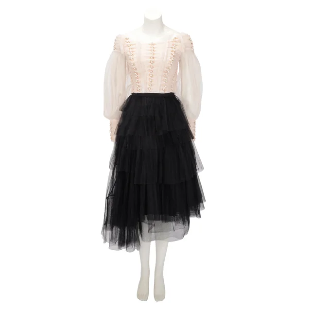 Dior Tulle Layered Skirt FR 34 in Black from Blue Spinach