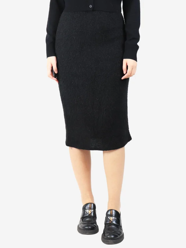 Chanel Black wool-blend midi skirt - size UK 10 in Black Wool from Sign of the Times