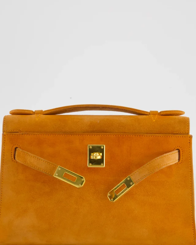 Hermès Vintage Mini Kelly Pochette Bag in Orange Calfskin from Sellier, photo 16 of 23