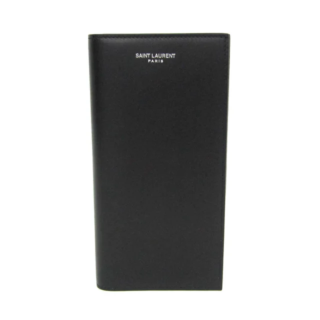 Saint Laurent Classical Continental Wallet 396308 Men's Leather Long Wallet (bi-fold) Black in Black Leather from Elady