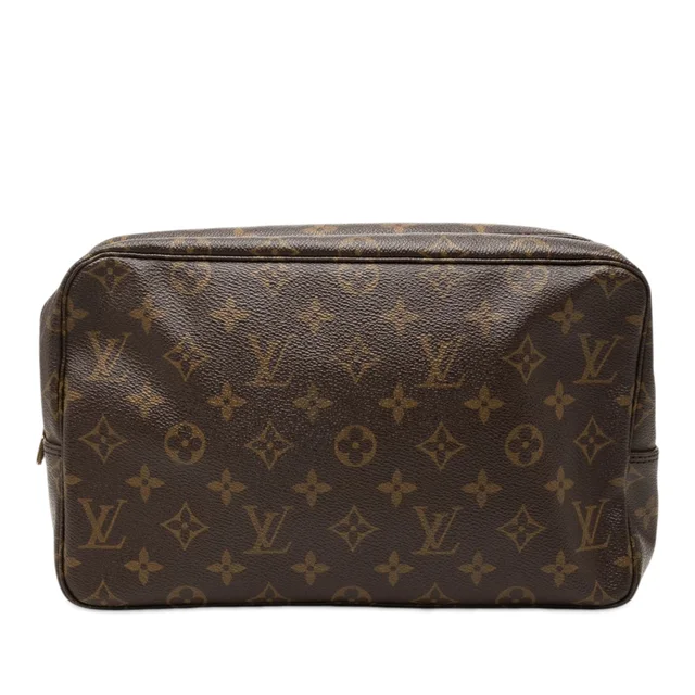 Brown Louis Vuitton Monogram Trousse Toilette 28 Clutch Bag in Brown Coated canvas from Designer Revival