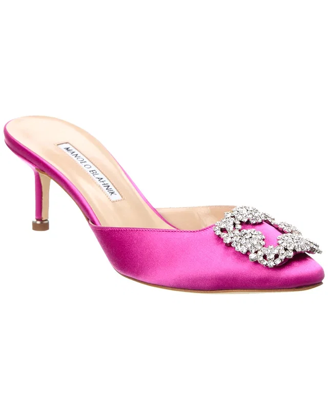 Manolo Blahnik Hangisimu 50 Satin Slingback Pump in https://asset1.ruecdn.com/images/sw/131301/1313015765_RLSW_pink.jpg, image 1 of 1 from Gilt
