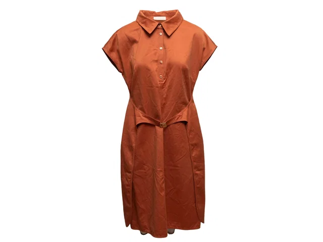 Orange Valentino Cotton & Silk-Blend Dress Size US 12 in Orange Silk from Designer Revival