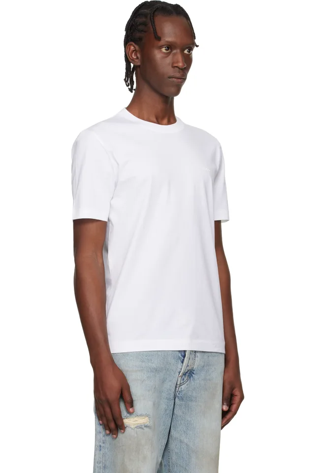 BOSS White Logo Detail Cotton-Jersey T-shirt, photo 2 of 4 from SSENSE
