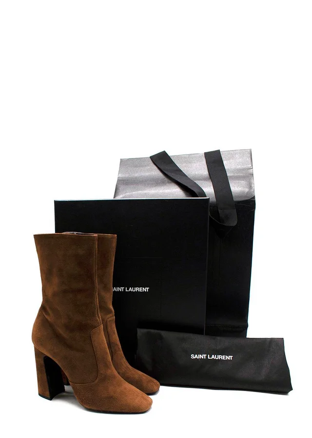 Saint Laurent Brown Suede Ankle Boots in Brown Suede from HEWI, photo 2 of 2