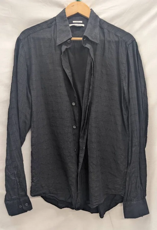 Versace Jacquard Shirt Black Size: 16" collar in Black Cotton from Oxfam Online Shop