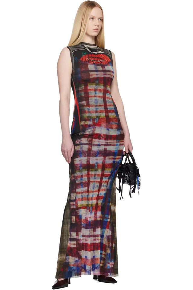 Ottolinger Red & Black Mesh Maxi Dress, photo 4 of 4 from SSENSE